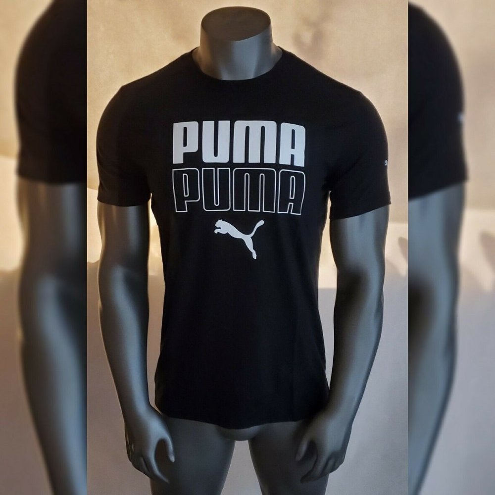 PUMA AUTHENTIC SEEING DOUBLE TEE TSHIRT MEN CREW NECK SHORT SLEEVE SIZE M BLACK